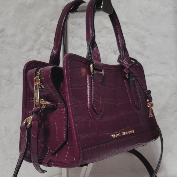 Marc Jacobs NWT Satchel Shoulder Bag Crossbody Handbag Purse Croc Embossed - Picture 4 of 12